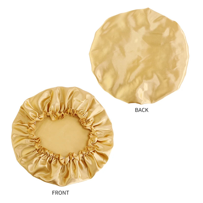 Solid Color Night Sleep Cap Women Elastic Satin Night Sleeping Hat Hair Care Bonnet Nightcap Makeup Head Wrap Cover Shower Cap