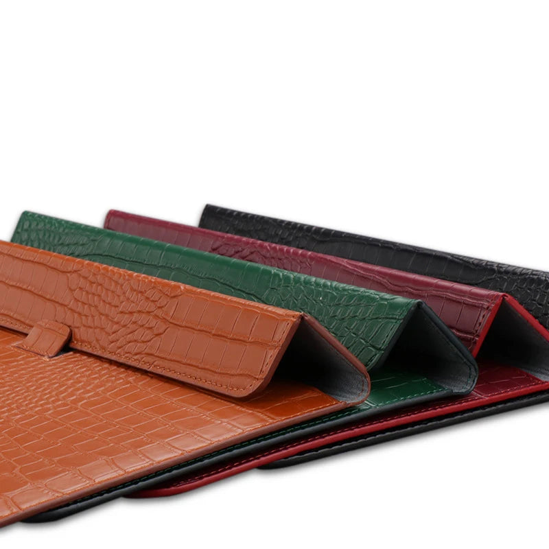 Crocodile Leather Flip Laptop Sleeve For Macbook Neo 13 2026 14 15 16 11 12 Inch HP Lenovo Notebook Pouch Unisex Envelope Sleeve