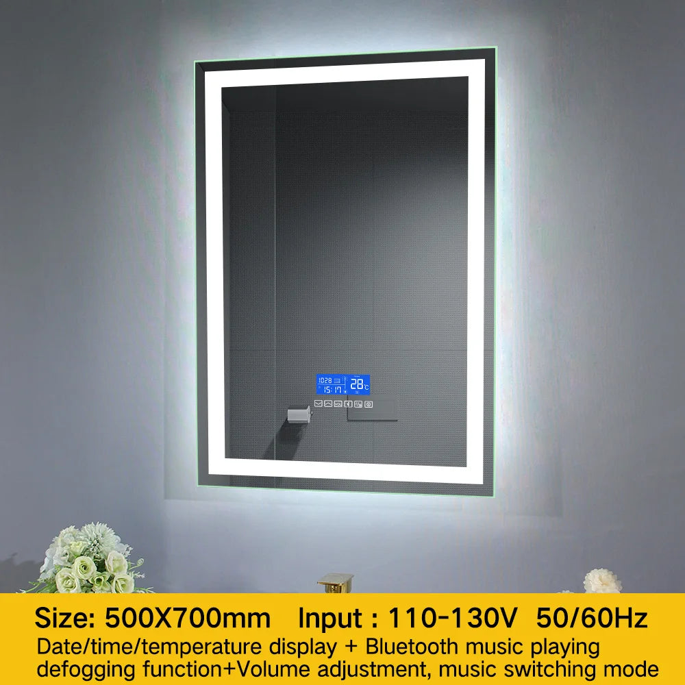 Smart Bathroom Touch Switch Screen Mirror Glass Wifi Washroom Espejo Vanity Led Light Wall Bath Mirror