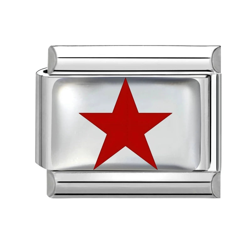 Fashion Red Series Heart Flower Bowknot Cherry Women Men Charm Link fit 9mm Stainless Steel Italian Bracelet Making DIY Jewelry