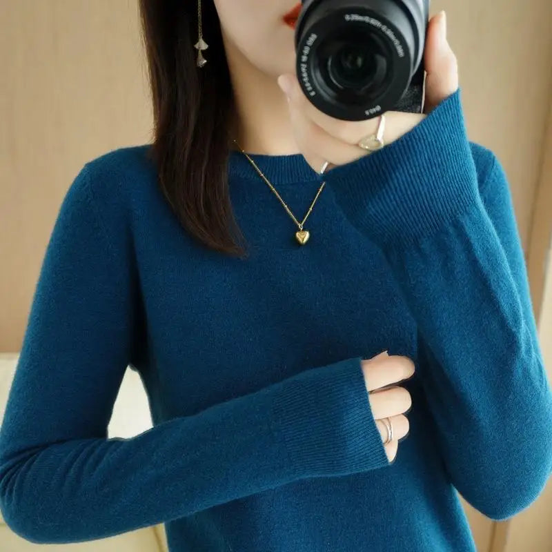 2026 Women Sweater Spring Autumn Long Sleeve O-neck Pullovers Warm Bottoming Shirts Korean Fashion Sweater Knitwear Soft Jumpers
