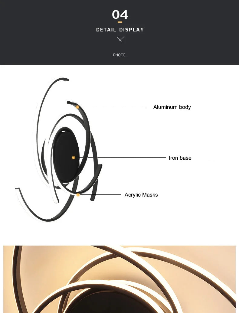 Modern LED Ceiling Lights Lighting For Living Study Room Bedroom Ceiling Lamp Indoor Lighting Home Decoration Lights White/Black