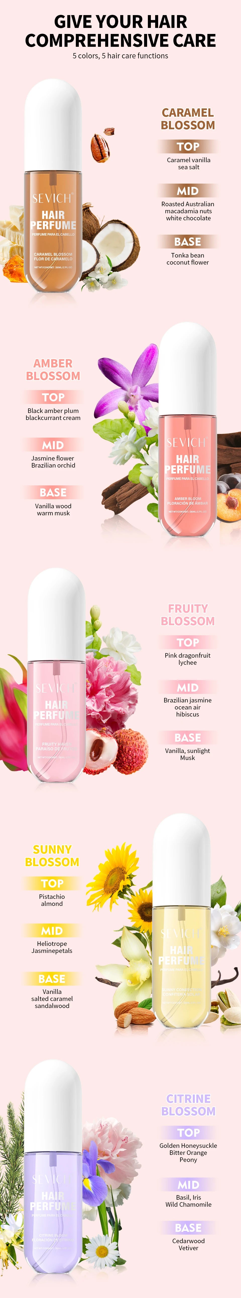 80ml Hair Perfume Long-lasting Natural Fragrance Hair Spray Liquid Plants Extract Moisturizing Hair Care Hair Mist for Men Women