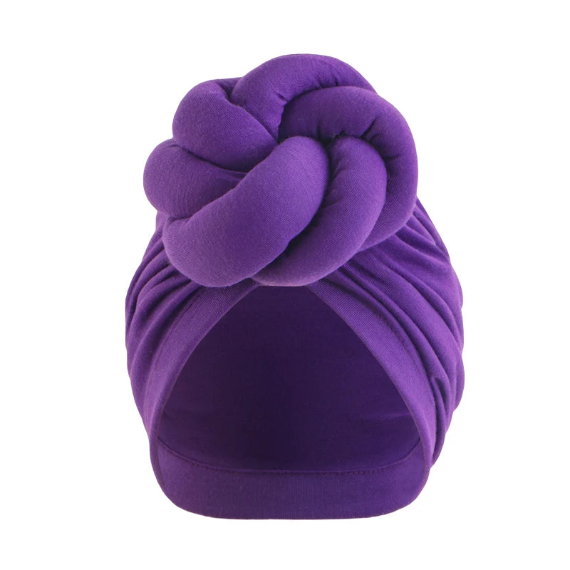 Women's Fashion Turbans New Large Plate Flower Knotted Turban Cotton Chemo Cap Headscarf Beanie Hat Headwear Turbante Mujer