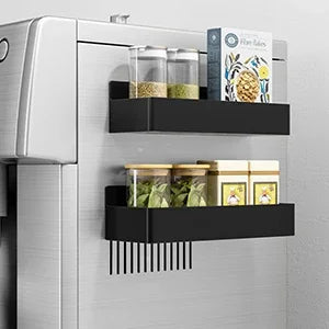 2pcs New Saving Space Strong Magnetic Shelves No Drilling Plastics Storage Basket Spice Storage Rack Refrigerator Microwaves