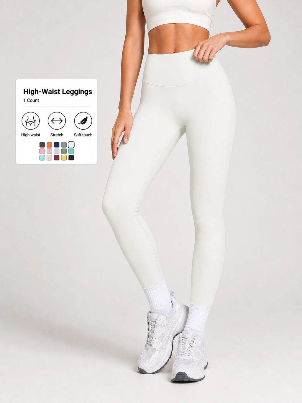 Women High Waist Yoga Pants Soft Stretch Leggings Tummy Control Fitness Gym Running Workout Sports Trousers