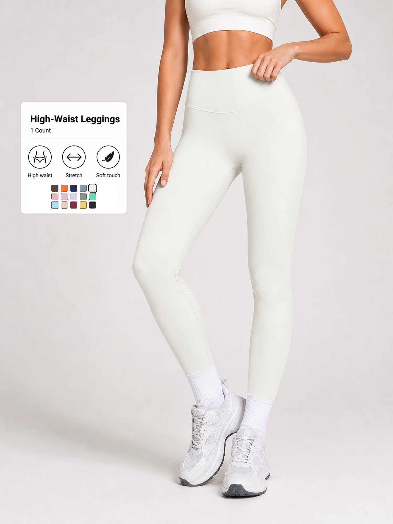 Women High Waist Yoga Pants Soft Stretch Leggings Tummy Control Fitness Gym Running Workout Sports Trousers