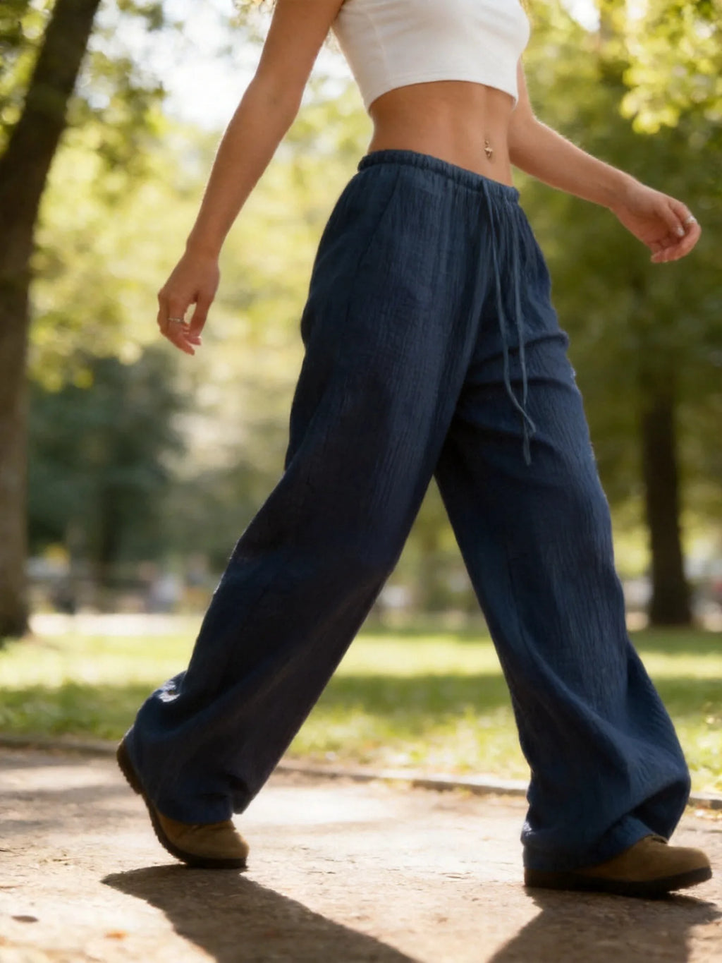 Summer Thin Texture Loose Pants Women High Waist Wide Leg Pants Women Casual Lazy Style Comfortable Breathable Trousers Women