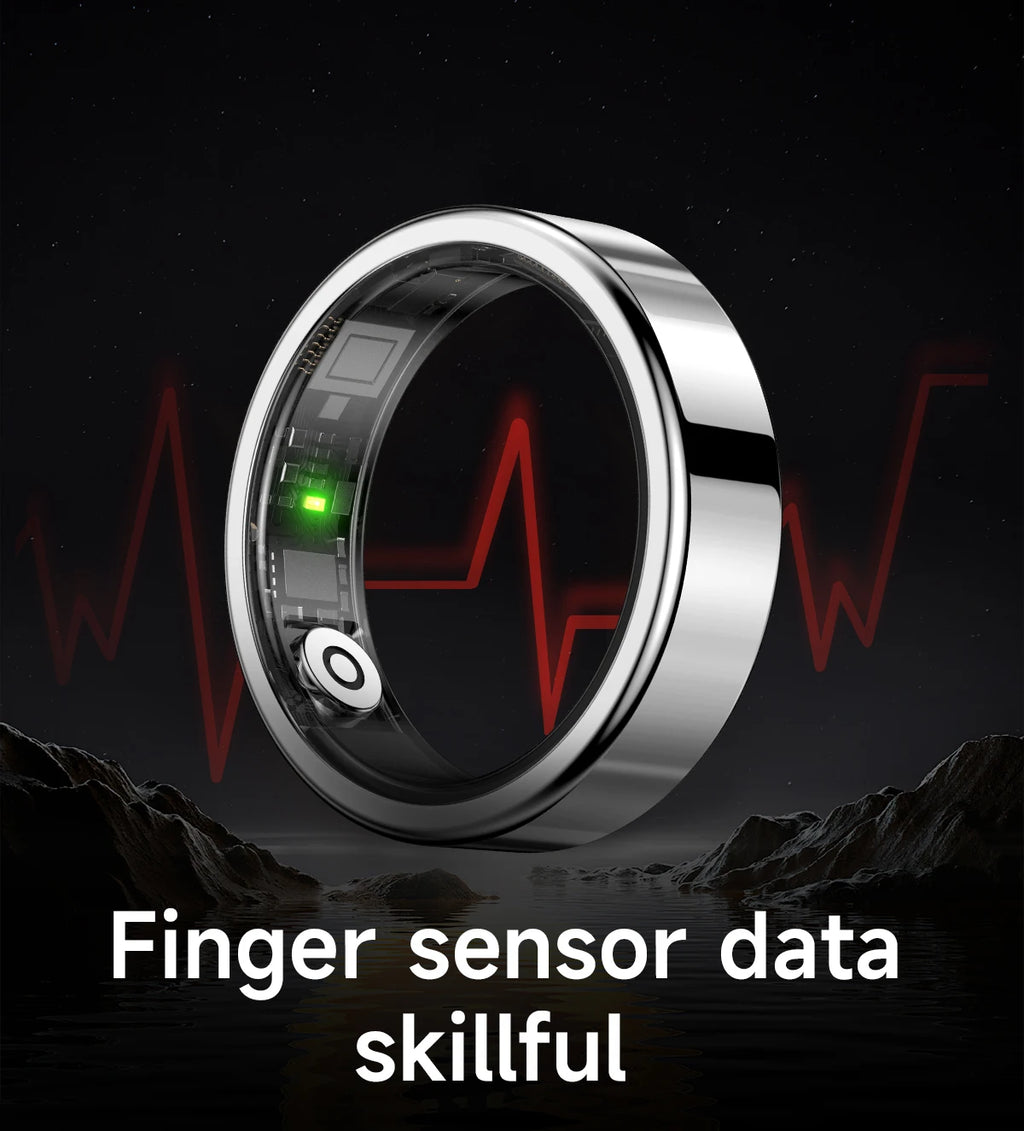 R09 Smart Ring Men Women with Charging Case Heart Rate Blood Oxygen Skin Temperature Monitor Waterproof For Android iOS R12