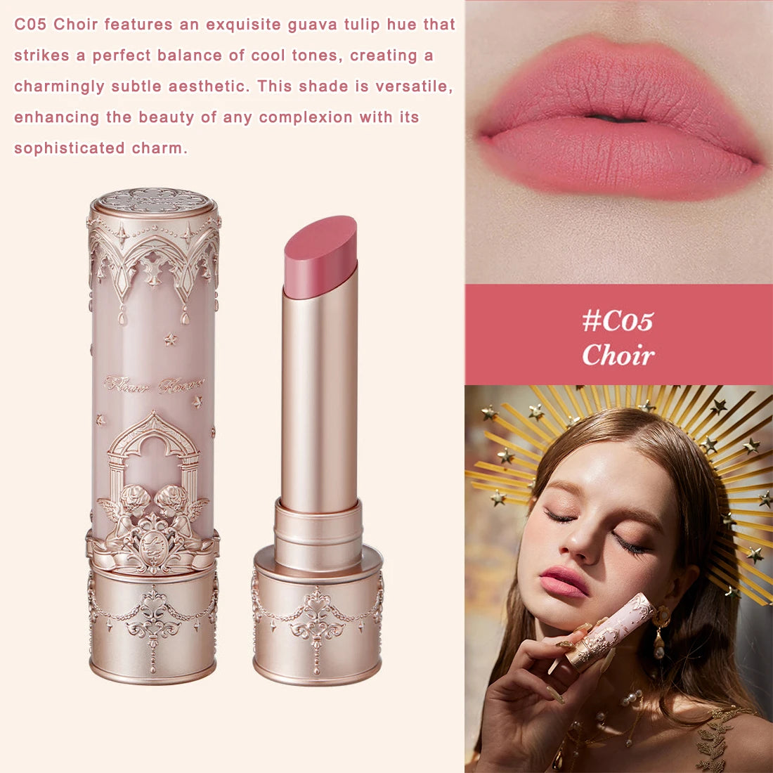 Flower Knows Little Angel Collection Lipstick Velvet Matte Waterproof Long Lasting Lip Gloss Makeup Moisturizing Soft Texture