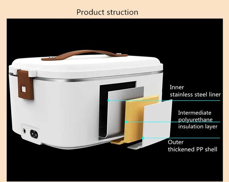 1.8L Car Microwave Oven 12V/24V Multi-Functional Rice Cooker Large Capacity Water-Free Heating Lunch Box