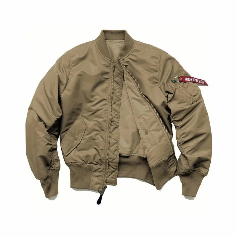American Style Thickened Baseball Uniform Autumn Winter Army Green MA-1 Bomber Jacket Plus Size Stand Collar Work Jacket For Men