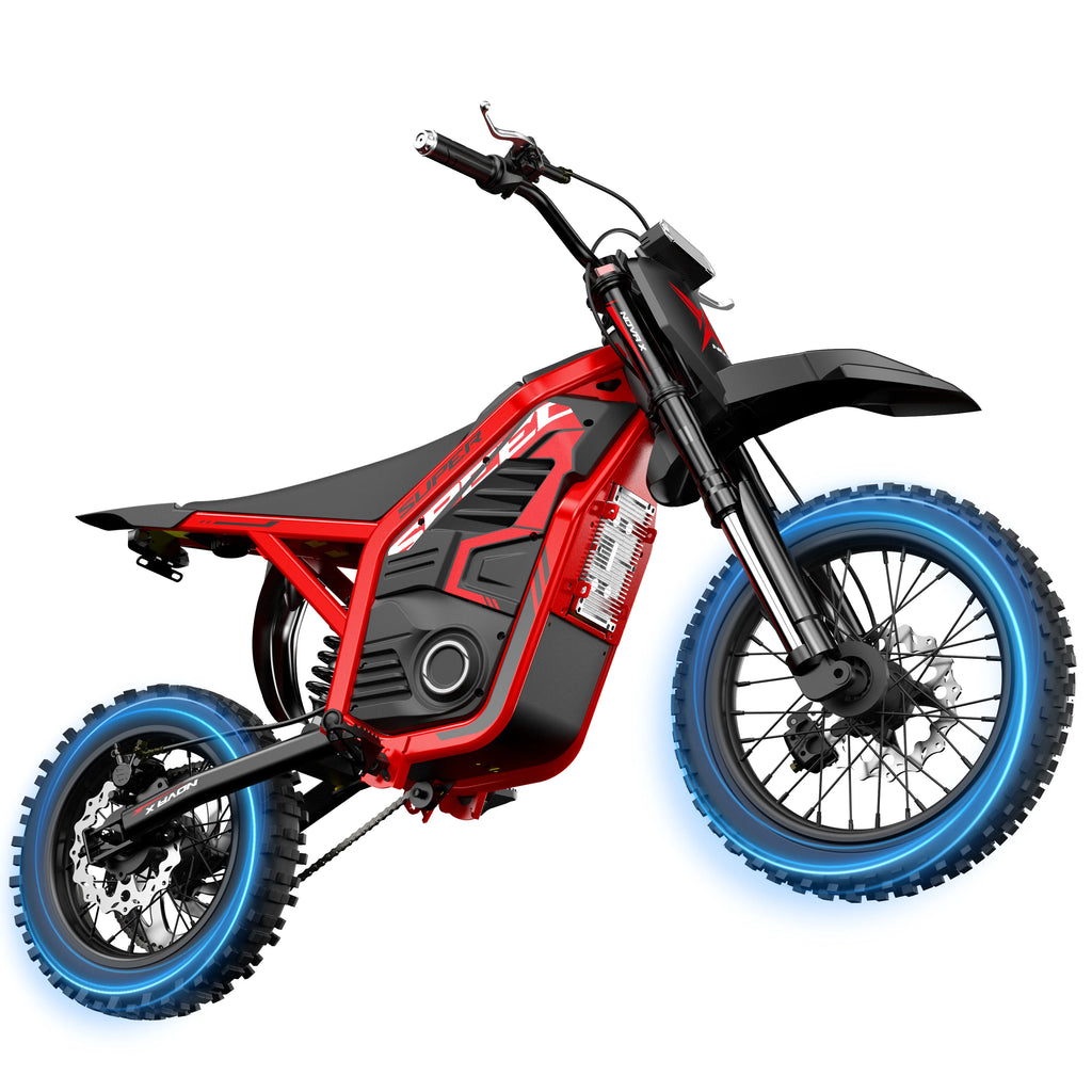Eskute Nova X Electric Dirt Bike for Teens & Adults, 14"/12" Fat Tire Electric Motorcycle, 48V23AH Battery Nova Ebike 35-46MPH Ebike, Full Suspensions E-Moped for Kids, Teens & Adult