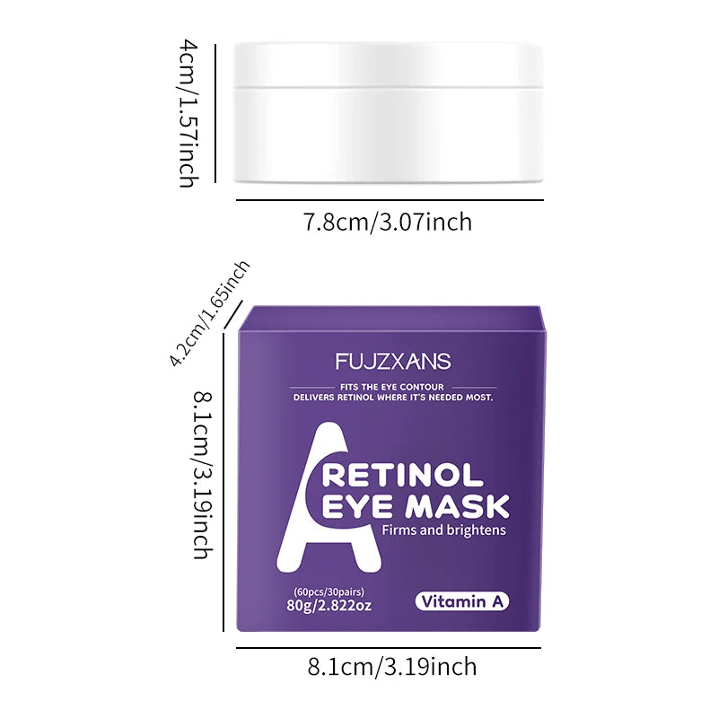 Retinol & Collagen Eye Mask, Vitamin A Under Eye Patches – Hydrating, Reduce Eye Bags & Dark Circles, Anti-Aging, Brightening.