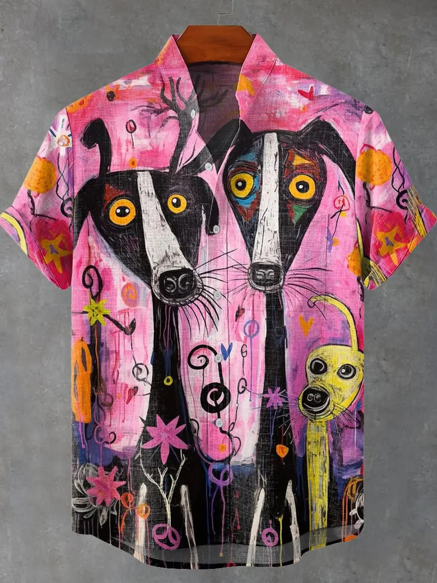 2025 Party Short Sleeve Shirt Road Animal Pattern Printed Short Sleeve Button Shirt Summer Fashion Casual Style