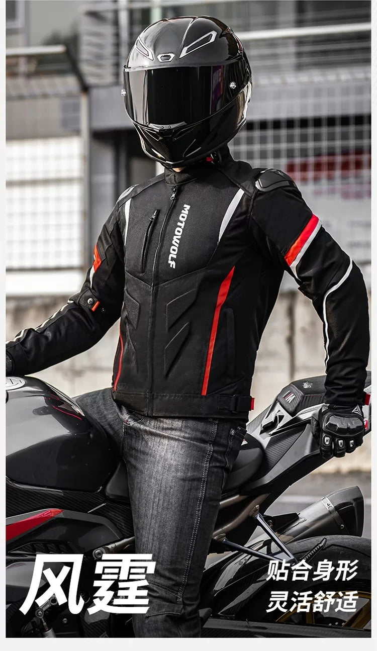 MOTOWOLF Men Motorcycle Riding Jacket Removable Waterproof Thermal Liner Windproof Anti‑Fall Motorbike Touring Racing Coat