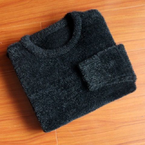 Men's Pure Mink Cashmere Sweater O-Neck Pullovers Knit Large Size Mink Sweater Winter New Tops Long Sleeve High-End Jumpers X49