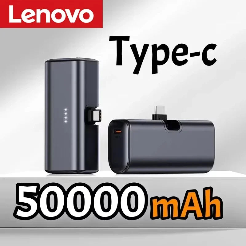 Lenovo 500000mAh Mini Portable 20W Fast Charging USB C Power Bank Travel Battery Pack Charger for iPhone 15 16 Android Devices
