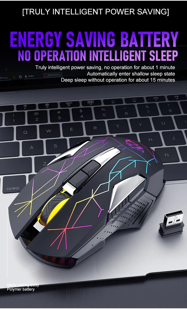 Ziyoulang X18 Wireless Charging Mechanical Mouse RGB 2400dpi Esports Gaming Mouse Pc Office Laptop Gaming Computer Free Wolf X18