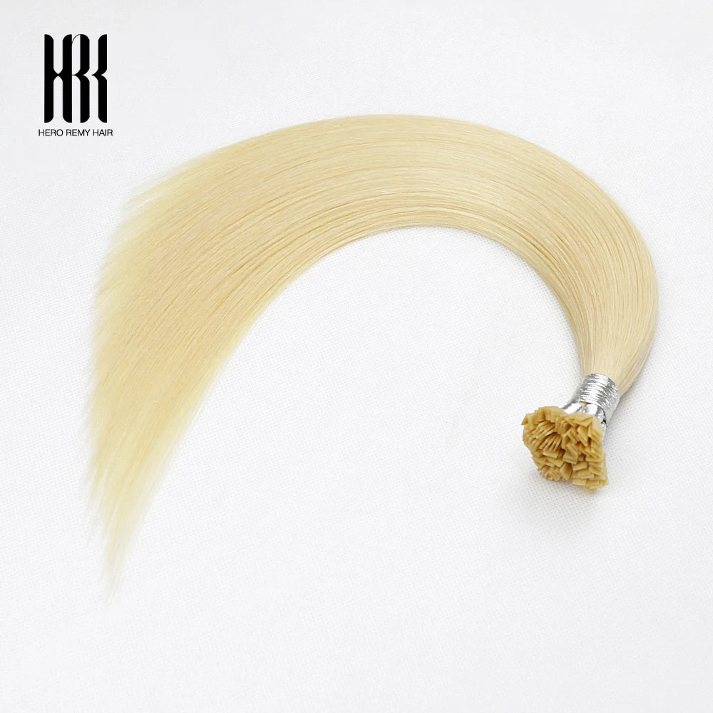 Flat K Tip Hair Extension 100% Remy Human Hair Keratin Fusion Pre Bonded Natural Straight Real Hair Salon Quality 16-22" 1g/s