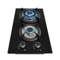 2 Burner Gas Stove, Tempered Glass, Home Kitchen Cooktop, 2 Heads, Durable, Easy to Clean, Gas Cooker