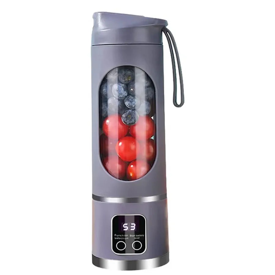 Portable USB Rechargeable Mini Blender & Juicer with Digital Display & 12-Blade System - Suitable for Travel, 3 Modes, USB- Oper
