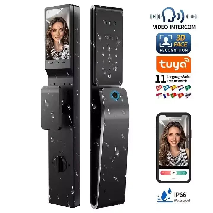 Israel lock Tuya wireless waterproof smart appearance facial recognition digital lock 6085 wooden door biometric fingerprint