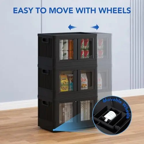150 QT Stackable Storage Bins With Lids, Collapsible Plastic Storage Bins, and Storage Containers with Doors and