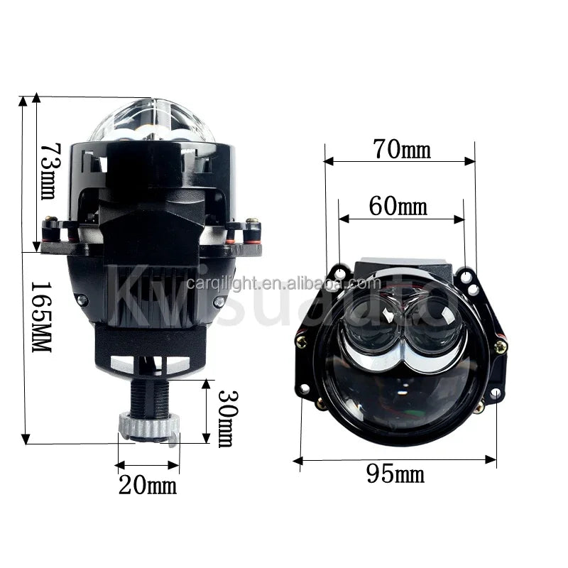 CQL KVISUAUTO 3 inch R12 47w 55w double matrix bi led projector lamp lens