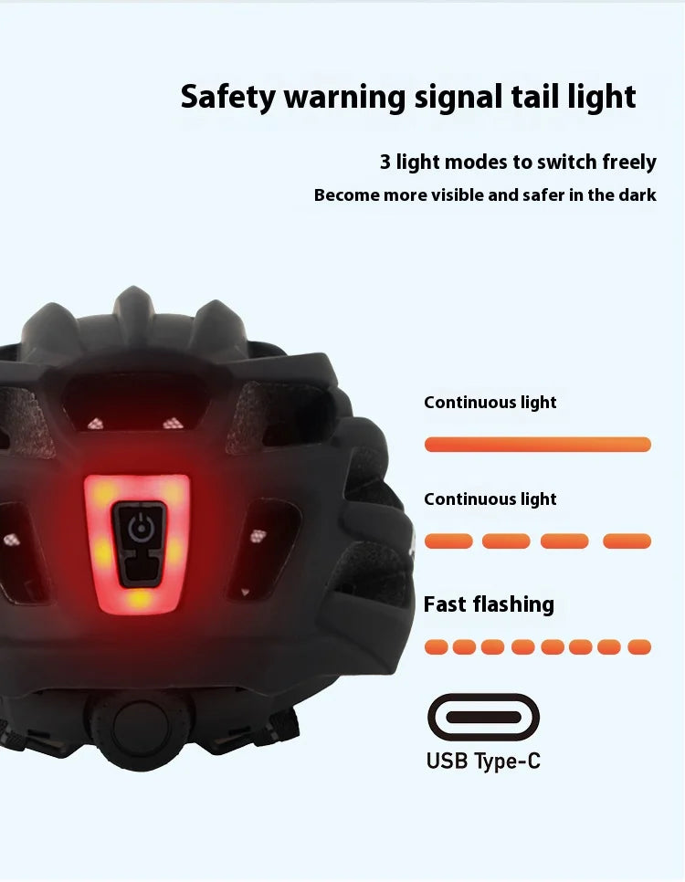 JEPOZRA Cycling Helmet Man Women LED Light Helmet Road Mountain Bike Helmet Bicycle Helmet Rechargeable Brim Design Helmet