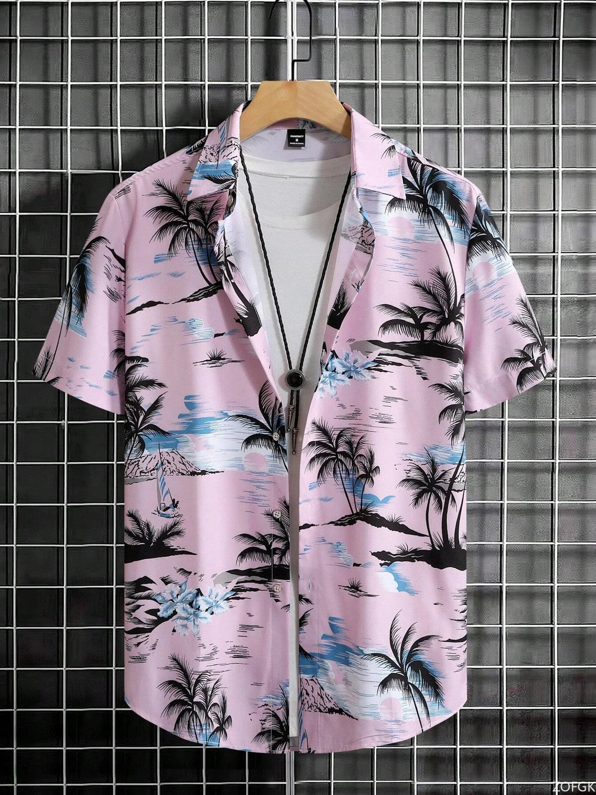 Hawaiian Style Fresh Coconut Print Men's Short-sleeved Fashion Shirt Men's Summer Outdoor Vacation Fashion Short-sleeved Shirt