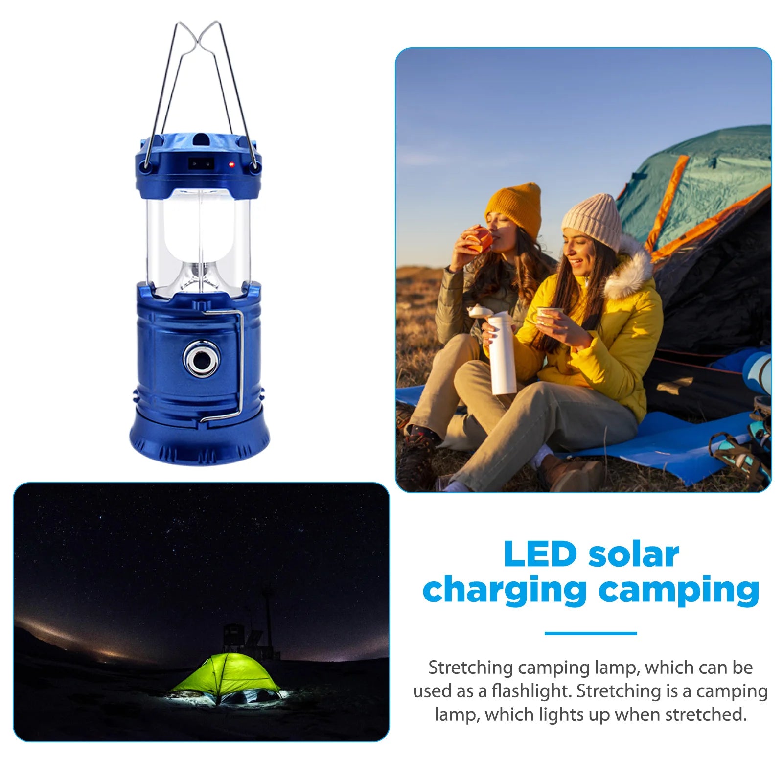 RTS Portable Multifunctional Waterproof Camping Lamp Usb Rechargeable Led Camping Lights Solar Camping Lantern