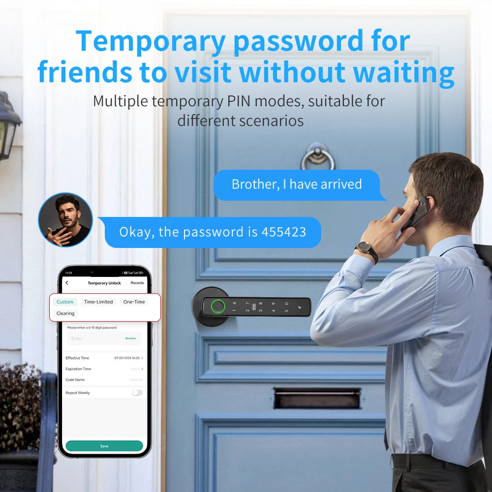 Tuya Smart Door Lock Bluetooth Fingerprint Recognition Electronic Lock Smart Life Home Automation System Supports Hotel Office