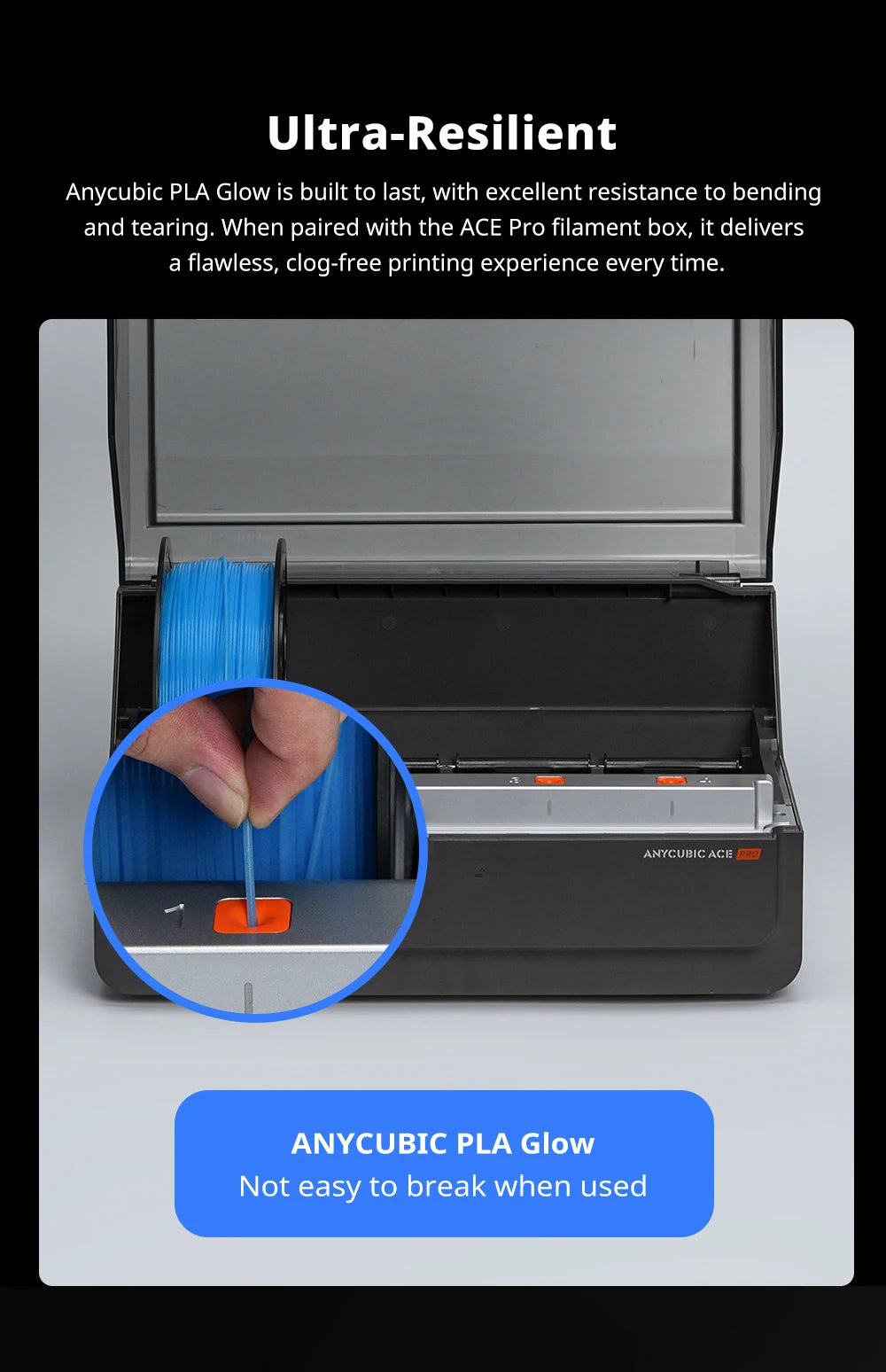 ANYCUBIC Glow Filament 3D Printer Luminescent PLA Glow in The Dark ECO-friendly Luminescent Materials for Kobra S1 Kobra X