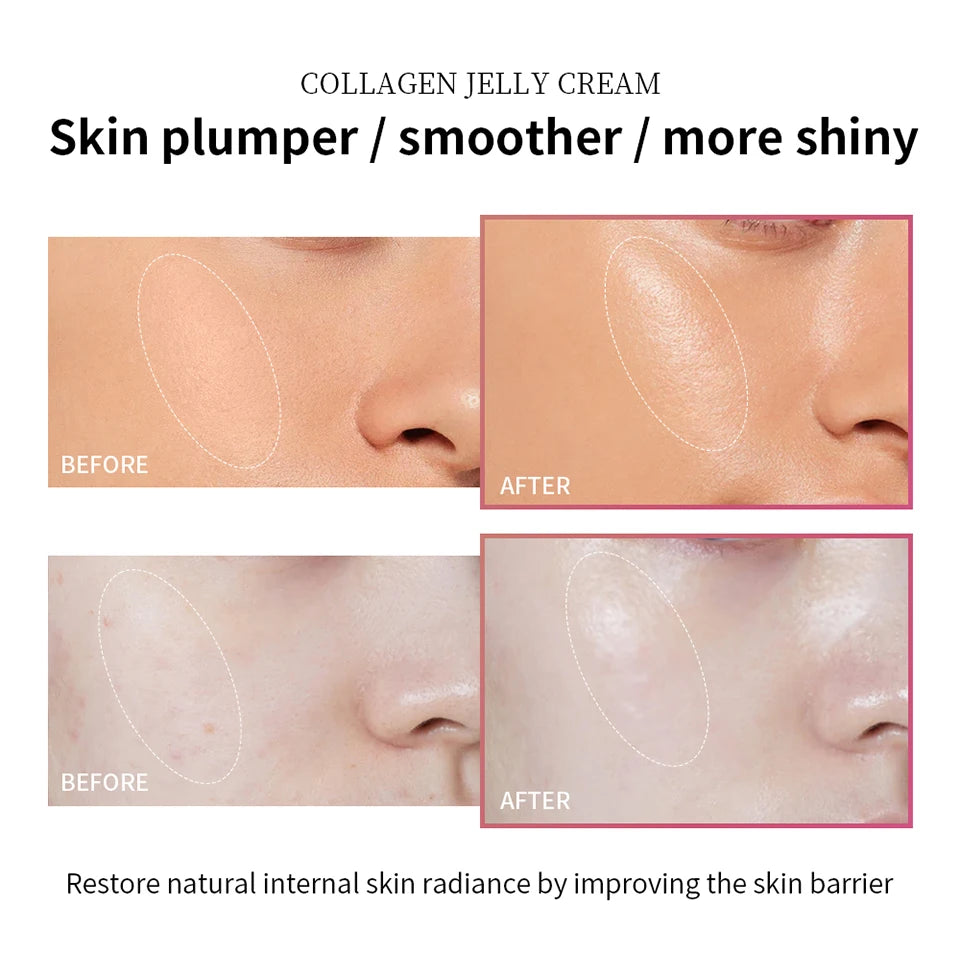 100g Collagen Jelly Cream Hydrolyzed Collagen Soft Moist Jelly Essence Shrinks Pores Moisturizing Smooth Skin Care Products