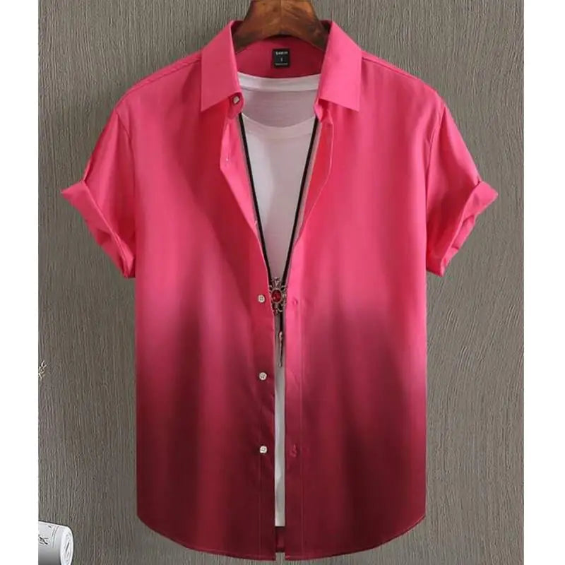 Hawaiian Men'S Shirt 3d Gradient Printing Loose Oversized Shirts And Blouses High-Quality Clothing Beach Party Sweatshirts