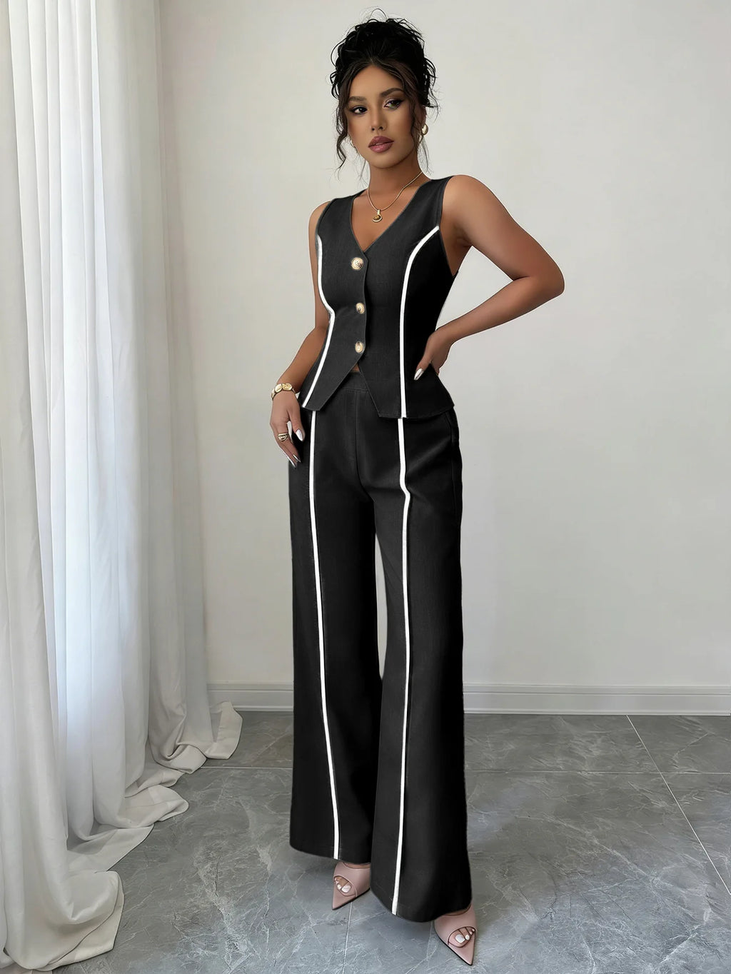 Women's 2026 Spring/summer Casual Chic Urban Hot Girl Color-block Sleeveless Blazer Set Wedding Dress Femme Clothes Lace Beach
