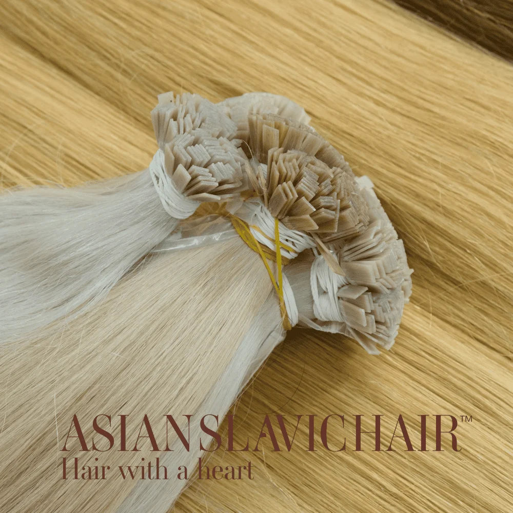 High Quality of Keratin Flat Tip Raw Hair Extensions Italian Keratin With 100% Raw Slavic Vietnamese Hair Extensions