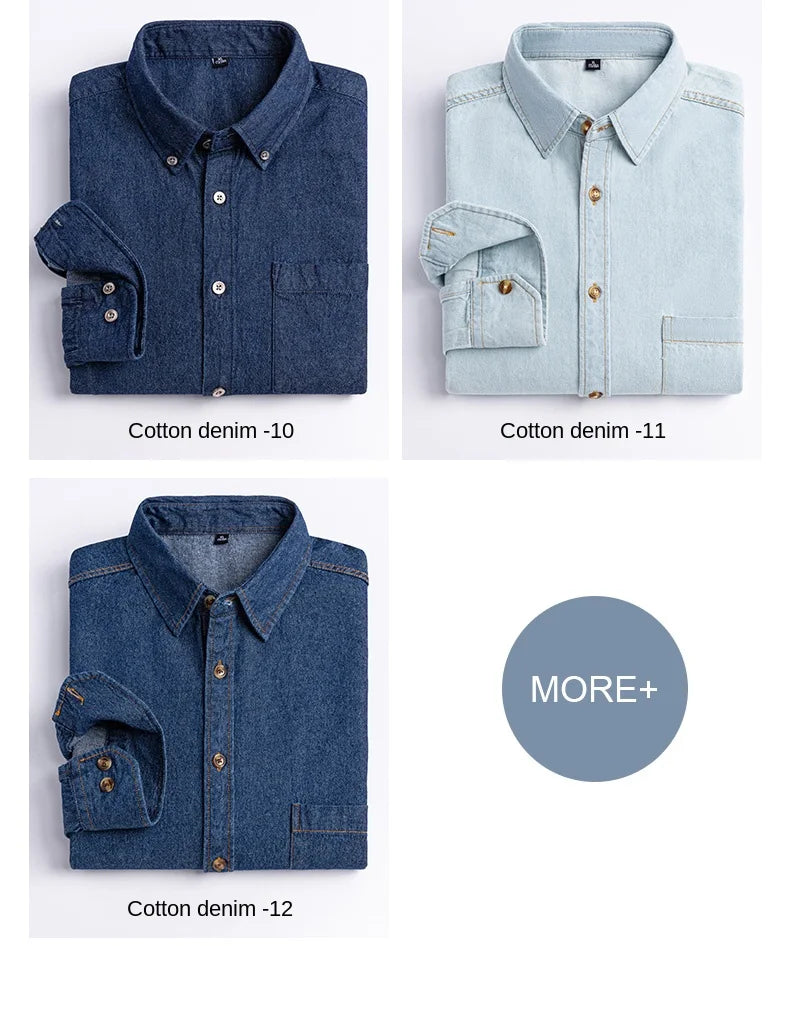 2025 Denim Pure Cotton  Long-Sleeve With Pocket Design Shirt Classic  Fashion Embroider Comfortable Clothes