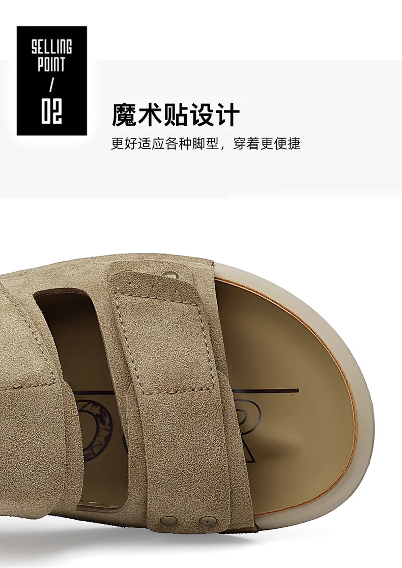 2026 Mens Sandals Slip On Leather Casual Couple Shoes For Men Soft Comfortable Mens Summer Shoes Handmade Men Outdoor Slippers