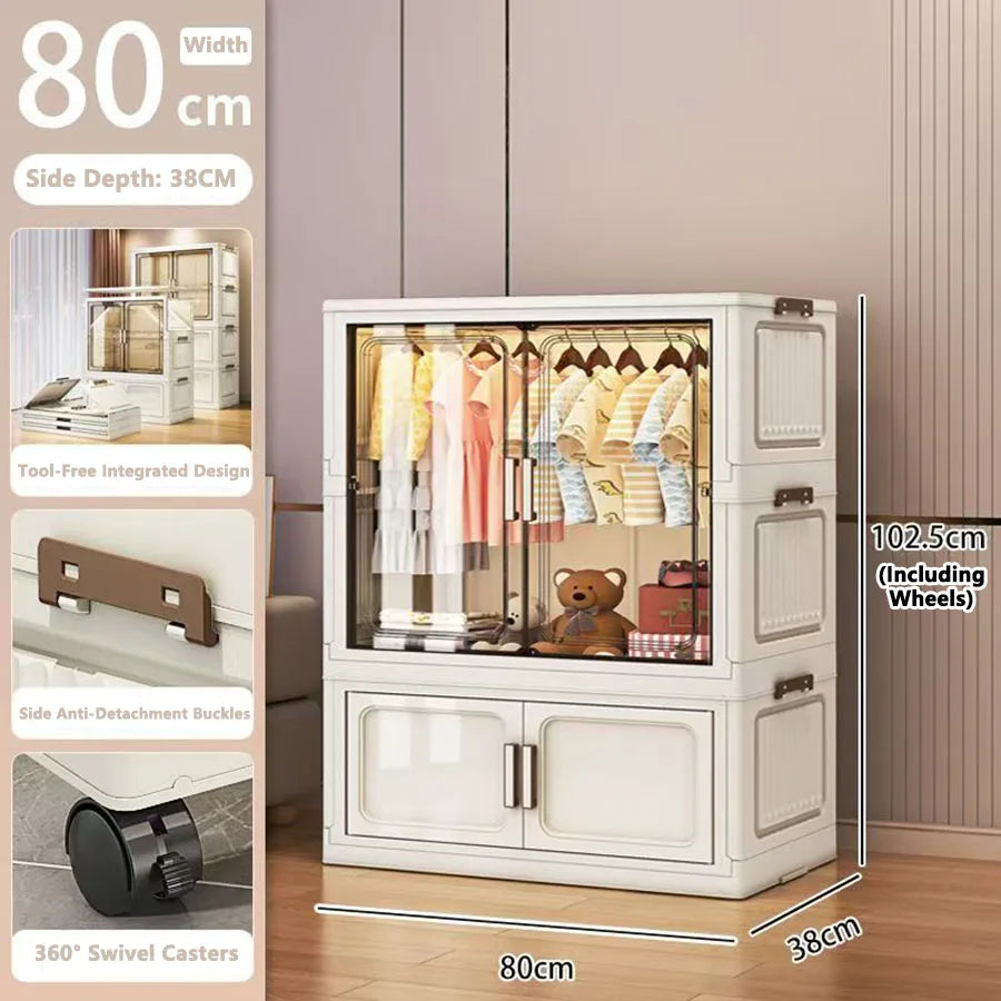 Folding Storage Cabinet Wall Mounted Foldable Locker Compact Organizer for Home Office Space Saving Design