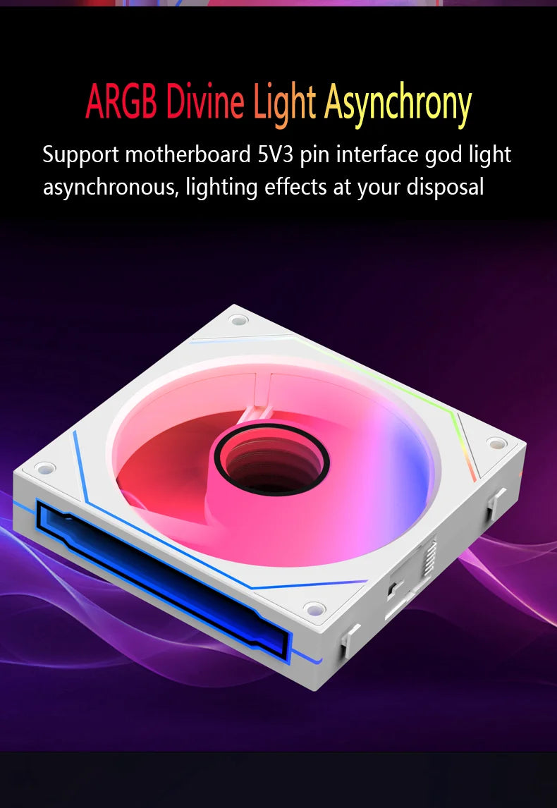 PC Case Fan 120mm ARGB Mirror Cycling Lighting Effect CPU Cooling Fan 4-Pin PWM 58.36CFM Fan for Computer Water Cooling