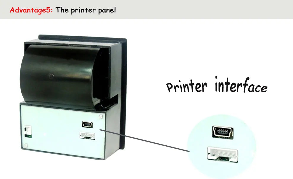 HSPOS QR72 58mm Panel Embedded Printer RS232 TTL 82x58mm DC5-12V 50mm Roll 5M MCBF for Kiosk Vending Machine POS Cash Register