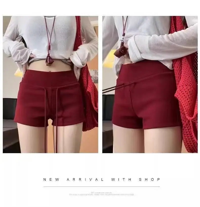 Drawstring Casual Sports Shorts For Women High Waist Solid Summer Short Pant Female Yoga Running Outfit Clothes Korean Hot Pants