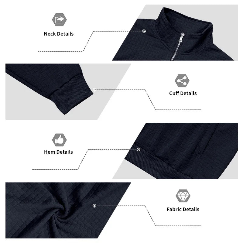semi-zipper sweater men's autumn and winter jacquard small checkered stand-up collar casual pullover large size sweater