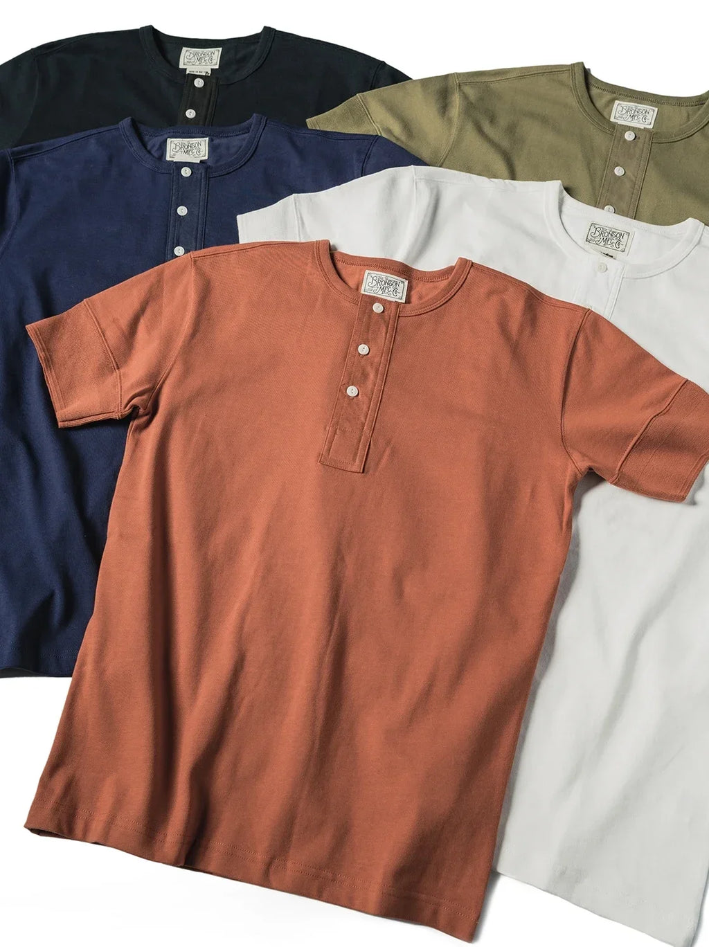 Bronson Vintage Short Sleeve Henley T-Shirt Retro Style Mens Cotton Tee Shirt
