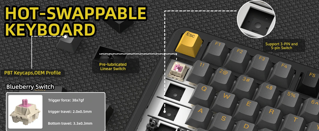 ATTACK SHARK X85Pro 75% Mechanical Keyboard with Screen & Knob Hot Swappable Wireless 2.4GHz/Bluetooth/Wired RGB Gasket Mount QM