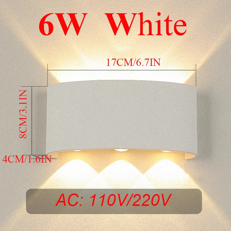 LED Wall Lamps Interior Wall Light IP65 Waterproof Aluminum Indoor Outdoor Lighting Wall Lamp Outside Wall Lights Living Room