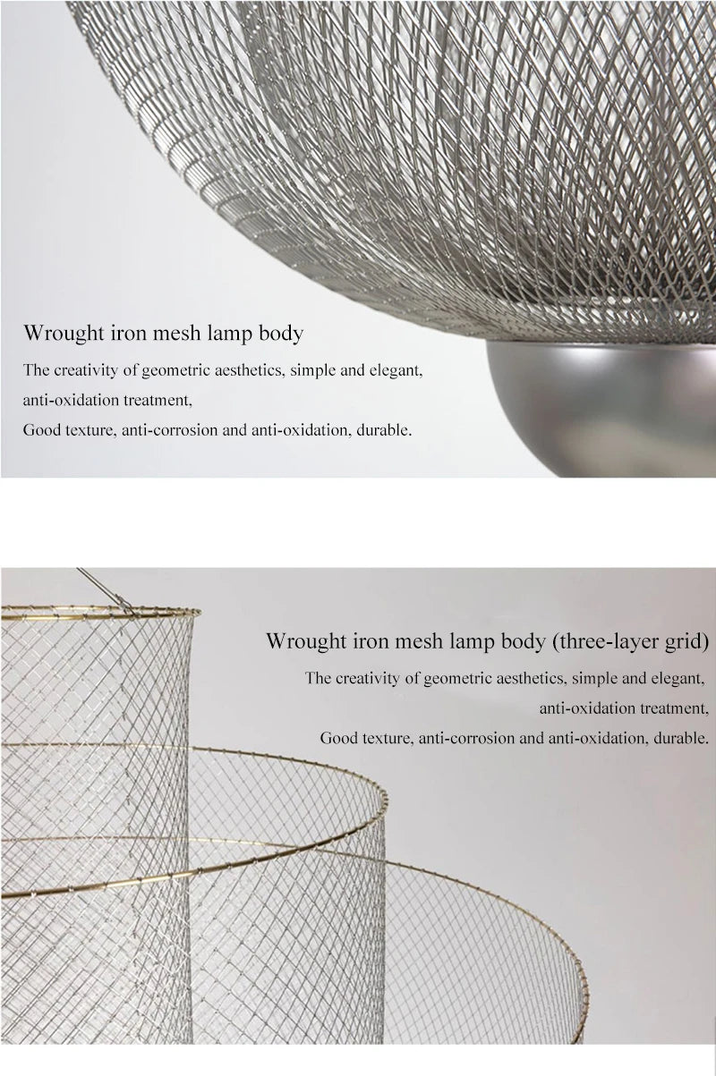 Modern Ceiling Chandeliers Dimmable LED Pendant Light Modern Design Metal Grid Meshmatics Dining Hanging Lamp Suspension Fixture