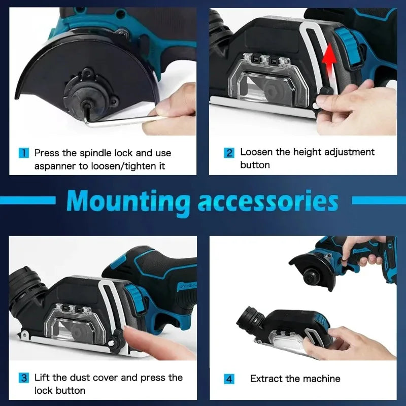 Makita  For 18V Battery Cordless Electric 3 Inch  Angle Grinder 19500RPM  Cut Off Tool Tile Cutter for Wood Tile Plastic Tool